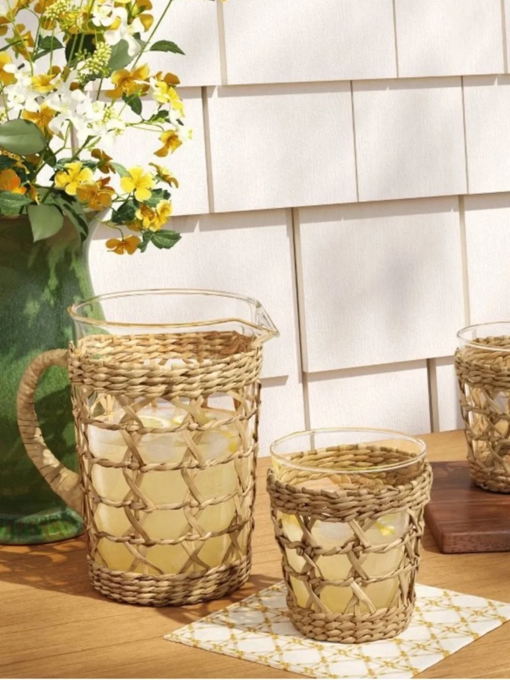 New Threshold 43.95oz Woven Rattan Beverage Pitcher 2026 Collection Hard to Find